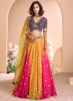 Jacquard Silk Multi Color Wedding Wear Embroidery Work Ready To Wear Lehenga Choli